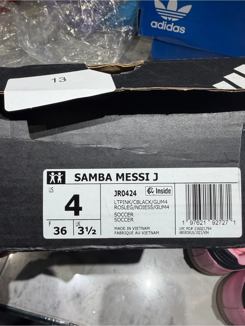 adidas Kids Pink Sneakers with Black Stripes - Messi Style boys and girls 4